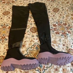 Azalea Wang thigh high platform boots